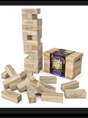 Wooden Block Stacking Game - Natural Wood - Happy Hour Tower